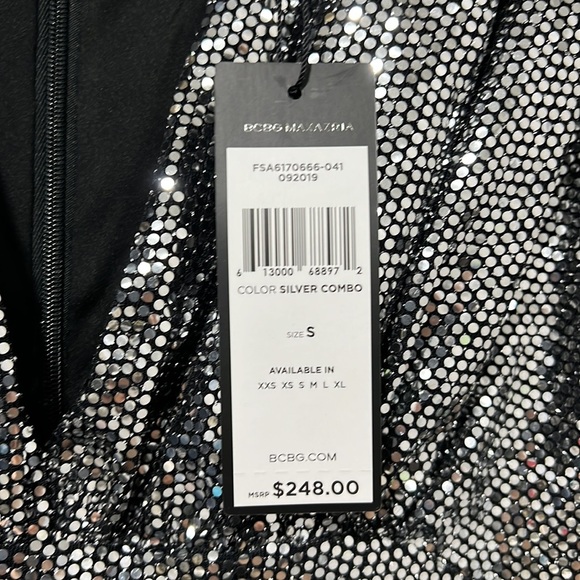 BCBG Maxazria Long Sleeve Metallic Cocktail Dress - Picture 8 of 9